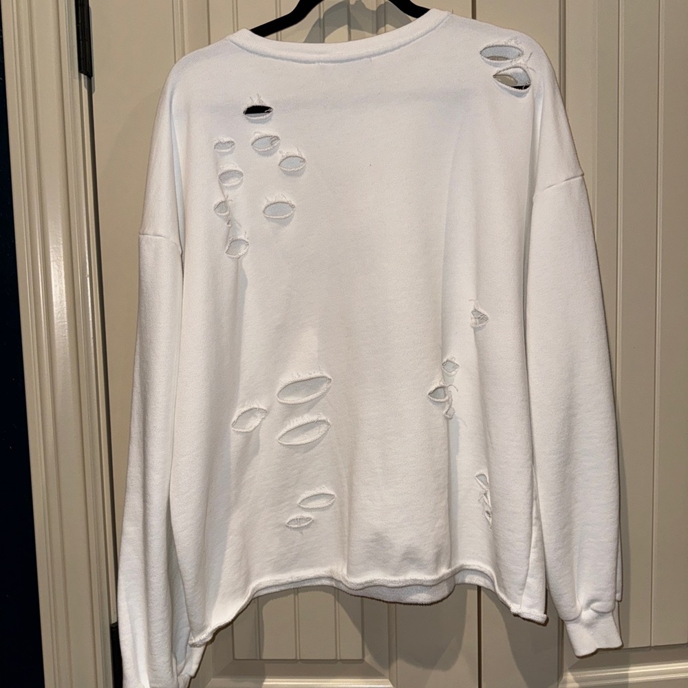 White Distressed Thunderbird Colorful Sweatshirt Size Large - Picture 2 of 7